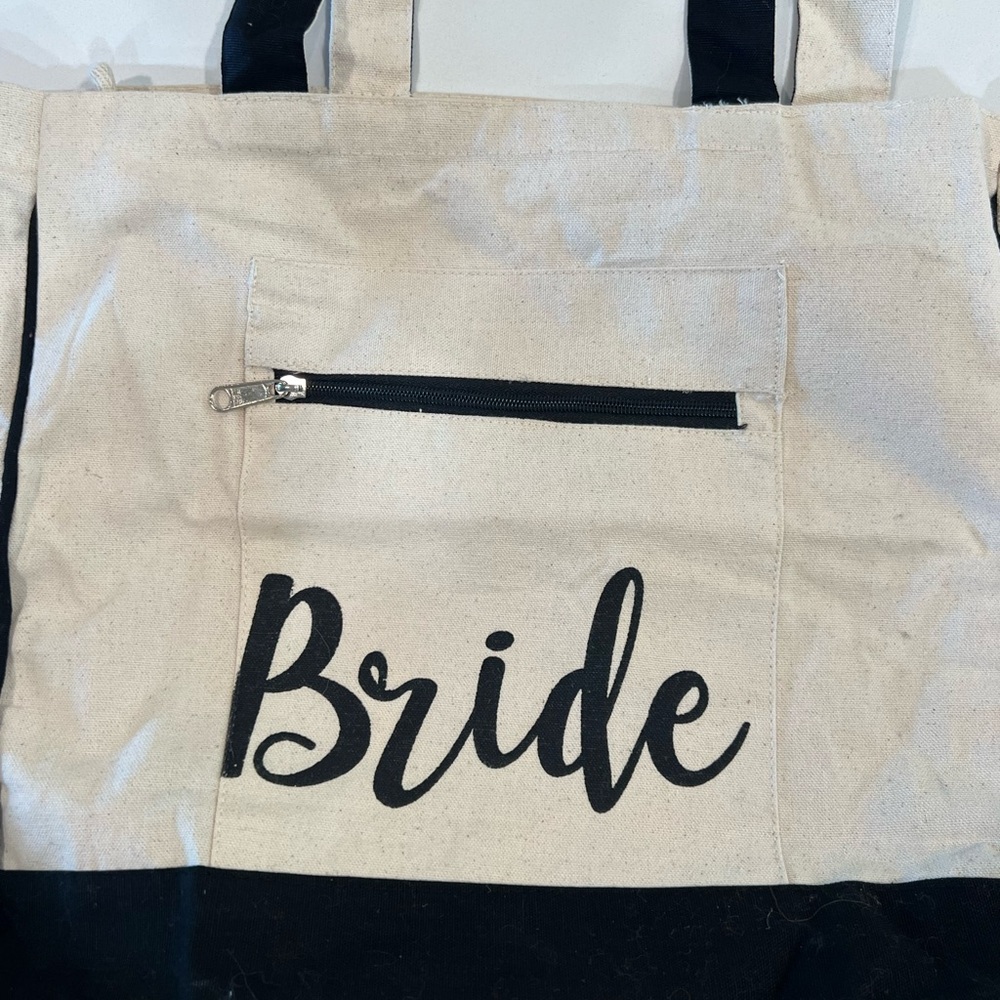 Bride Canvas Tote Bag - Black and Cream